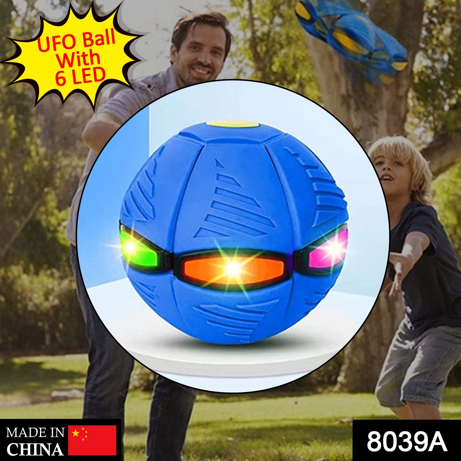 8039A Flying Soccer Magic Ball Frisbee Deformation UFO Football Flat Throw Disc with 6 LED Light 8039A Flying Soccer Magic Ball Frisbee Deformation UFO Football Flat Throw Disc with 6 LED Light